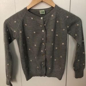FUB grey 100% wool cardigan size 130cm